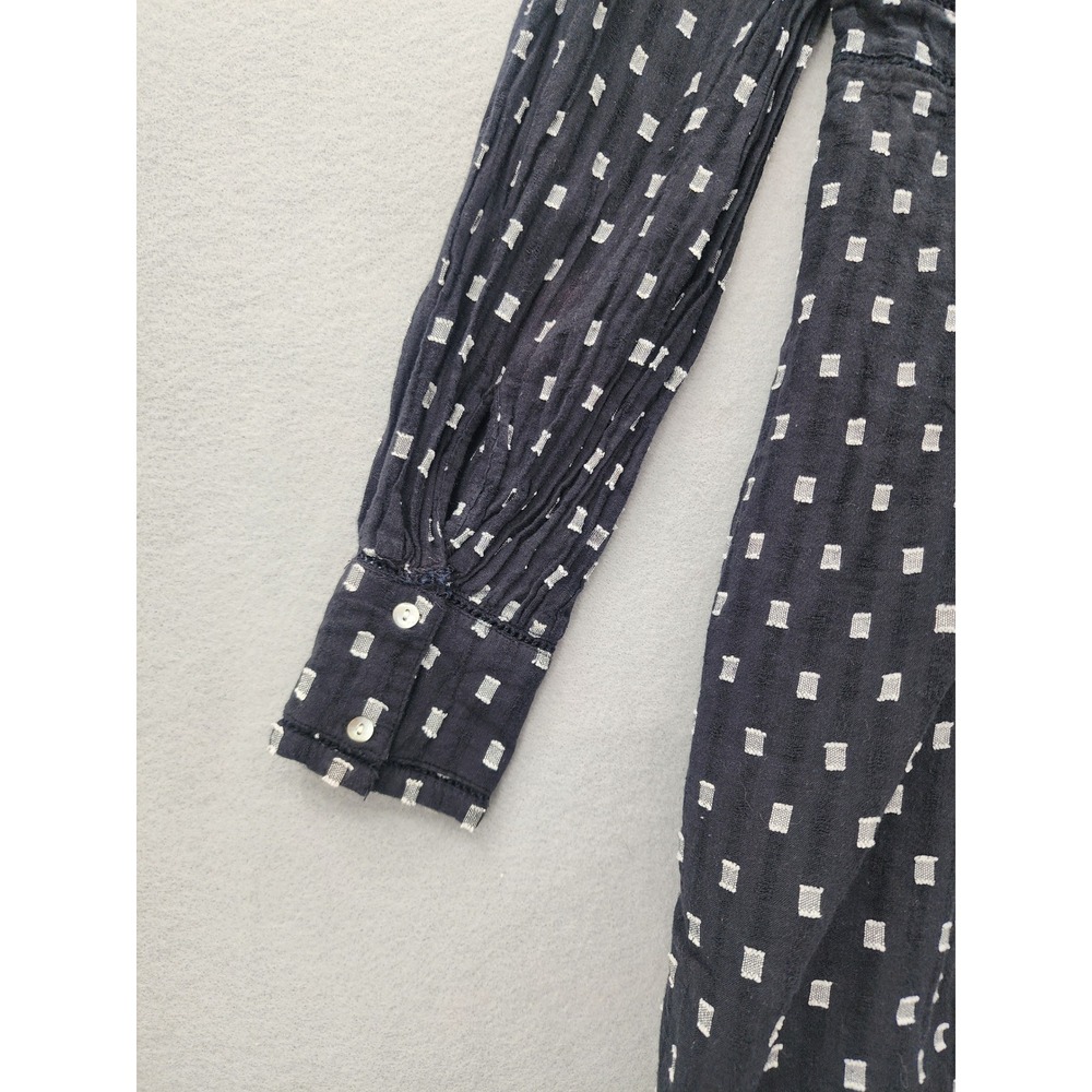 Zara Trafaluc Black White Geometric Print Cotton Mini‎ Dress Long Sleeve Boho M - Picture 11 of 14